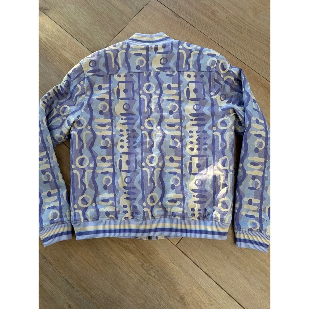 Banks Journal Studio Mens Abstract Print Bomber‎ Jacket Lavender Blue Size M